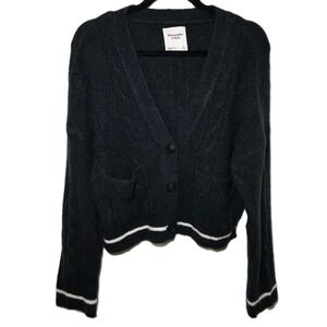 Abercrombie & Fitch Black Cropped Cardigan Womens Small Soft‎ Knit Sweater